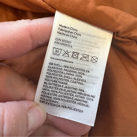 H&M Cream & Brown Plaid R Patch Snap Button Varsity Baseball Jacket Size XXS - Picture 6 of 8